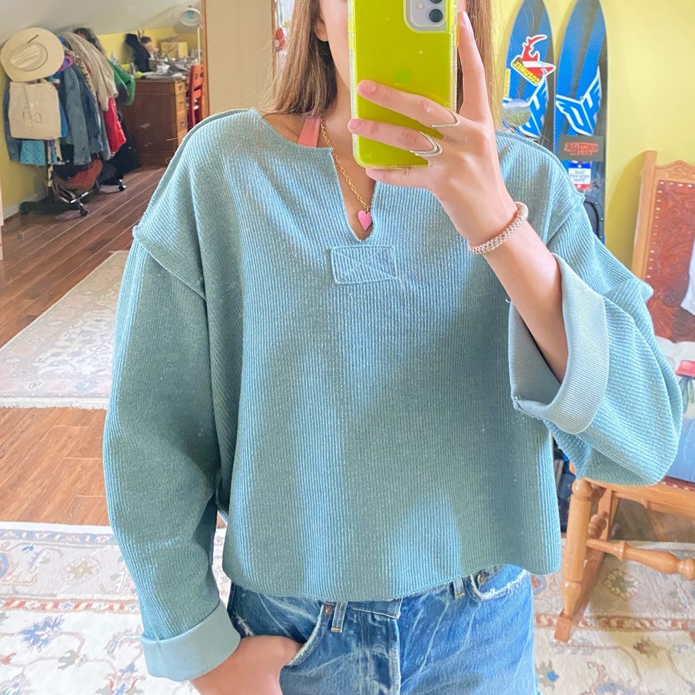 Urban Outfitters Green Henley